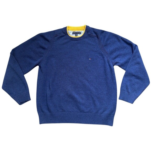 Tommy Hilfiger Men’s Blue Pull Over Neck Sweater With Logo Size XL - Picture 1 of 5